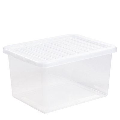 Wham Crystal 4 X 31L Stackable Plastic Storage Boxes With Lids Clear