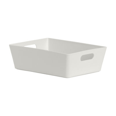 B&Q -  Studio Gloss White Plastic Nestable Storage Basket (H)5Cm (W)12Cm (D)12Cm