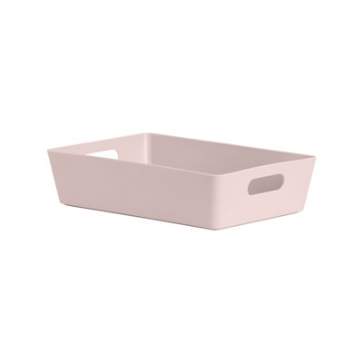 B&Q -  Studio Gloss Light Pink Plastic Nestable Storage Basket (H)6Cm (W)17Cm (D)17Cm