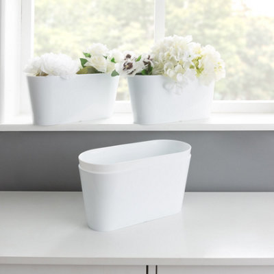 B&Q -  Set 4 Studio 30Cm Oval Plastic Trough Ice White