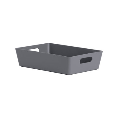 B&Q -  Studio Etch Matt Dark Grey Plastic Nestable Storage Basket (H)6Cm (W)17Cm (D)17Cm