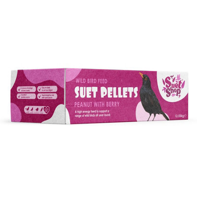 Suet Shop Wild Bird Food Peanut & Berry Suet Pellets Bird Feed 12.55Kg