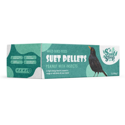 Suet Shop Wild Bird Food Peanut & Insect Suet Pellets Bird Feed 12.55Kg