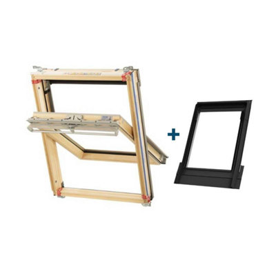 Keylite Pine Centre Pivot 780X980 Hi-Therm + Tile Flashing from B&Q