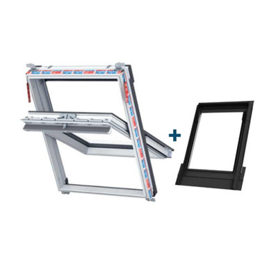 Keylite White Painted Centre Pivot 1140X1180 Hi-Therm + Tile Flashing from B&Q