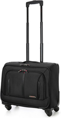 Aerolite Rolling Laptop Case Bag45X45X23CmSingle4 WheelsBlackPaddedOvernight Cabin Trolley For Business Travel
