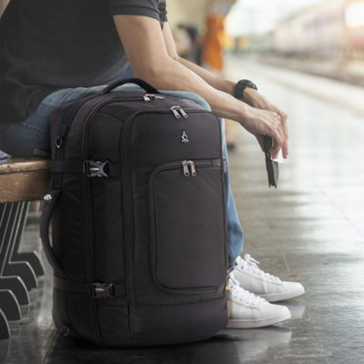 Aerolite Travel Backpack, 39L 3-In-1 Carry On Rucksack, 55X35X20Cm, Black, Fits 17In Laptop, Usb Charging Port