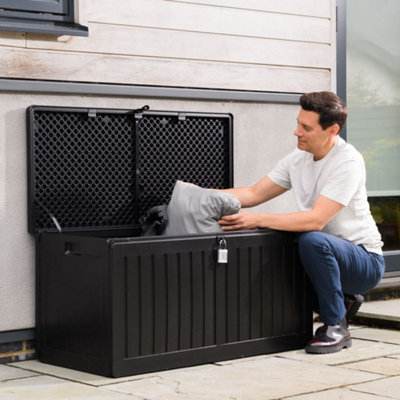 Olsen & Smith 270L Outdoor Storage Box WaterproofPlastic Garden Storage Box For PatioTools & Cushions from B&Q