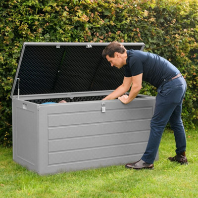Olsen & Smith Outdoor Storage Box680L Weatherproof Large Garden Storage BoxLockable Plastic Storage Chest For Garden & Patio from B&Q