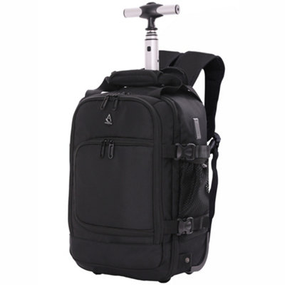 Aerolite Ryanair Backpack Trolley Bag 40X20X25CmBlackRecycled Material2 WheelsExtendable HandleUsb Port. from B&Q