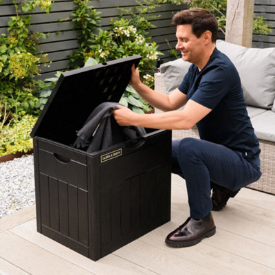 Olsen & Smith 126L Outdoor Storage Box WaterproofSmall Plastic Garden Storage Box For Patio & Balcony from B&Q