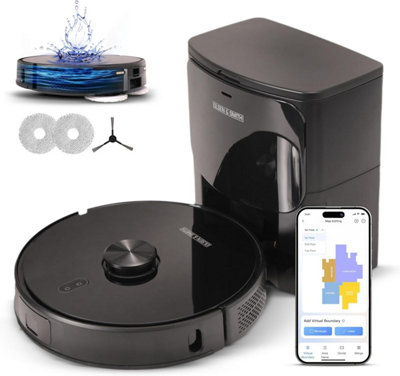 Olsen & Smith Smart Robot Vacuum Cleaner With Mop35X35X9.8CmSingleWhite6500Pa SuctionLaser Navigation from B&Q