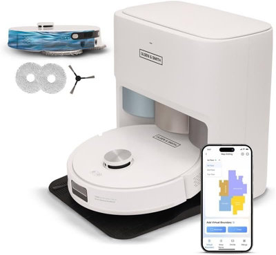 Olsen & Smith Smart Self Cleaning Robot Vacuum Cleaner With Mop35X35X10.5CmSingleWhite10000Pa SuctionApp Control from B&Q