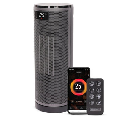 Olsen & Smith 1800W Smart Ceramic Space HeaterTabletop Electric Portable Heater25Cm HeightWhiteFast Heating from B&Q