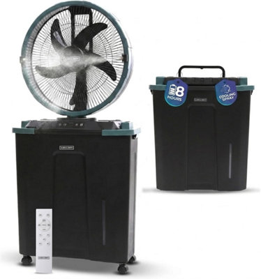 Olsen & Smith Large 16In Portable Cordless Cooling Spray Fan Rechargeable Oscillating Air Circulating Electric Floor Standing from B&Q