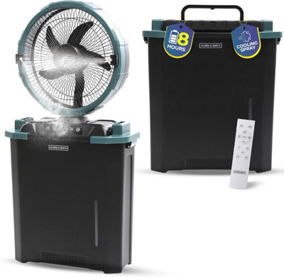 Olsen & Smith 10In Portable Cordless Cooling Spray Fan Rechargeable Oscillating Air Circulating Electric Floor Standing For Indoor from B&Q