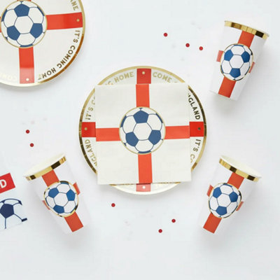 B4E Come On England Football Party Tableware SetDisposable Party Supplies With 8 Paper Plates8 Paper Cups And 16 Napkins from B&Q