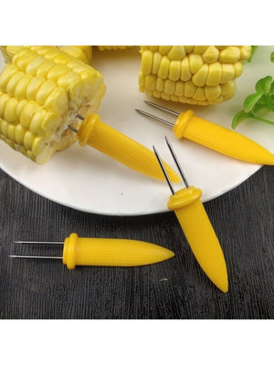 B&Q 6 Stainless Steel Corn Skewers Mini Corn On The Cob Holder