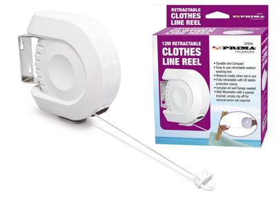  - Retractable Clothes Reel Washing Line Wall Mounted Outdoor Drying Garden 12M