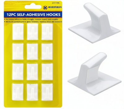  - Self Adhesive Stick Hooks Wall Hanger Kitchen Towel Bathroom Plastic 12Pc