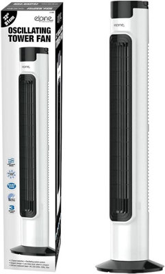32" Oscillating Tower Fan  White & Black from B&Q