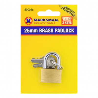  - Marksman 25mm Strong Brass Security Padlock With 3 Keys