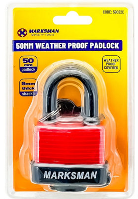  - 50mm Security Padlock Marksman Strong Brass With 3 Keys Weather Proof
