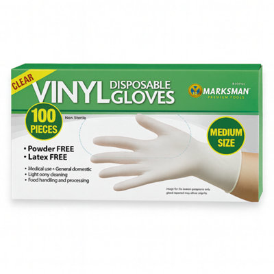 Clear Disposable Gloves Powder Latex Vinyl Free Medical Work Tattoo Cleaning  100Pc Medium from B&Q