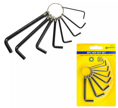 Strong Metric Imperial Hex Allen Key Set 8Pc Hexagon Wrench With Keyring Holder from B&Q