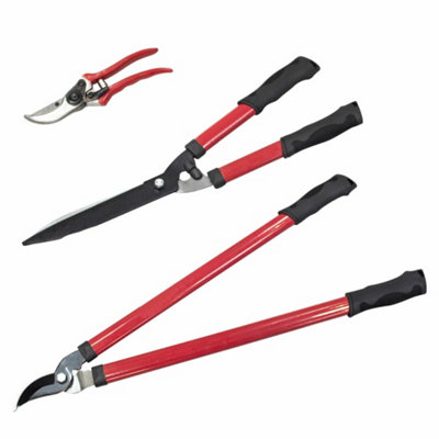 Jazooli 3Pc Gardening Pruning Set Lopping Shears Cutters Trees Branches Hedges Loppers from B&Q