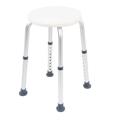 NRS Healthcare White Adjustable Shower Stool - Plastic/Rubber - Height Adjustable - Image 5