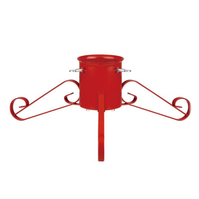 Holly International Red Traditional Metal Scroll Leg Christmas Tree Stand For Real Trees Up To 2.4M Medium