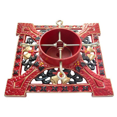 B&Q -  Cast Iron Christmas Tree Stand Victorian Decorative Red For Real Trees Up To 9Ft