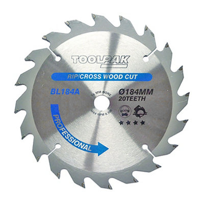 Toolpak Tct Circular Saw Blade184mm X 16mm X 20 TeethFor HardwoodSoftwoodPlywoodMdf Board from B&Q
