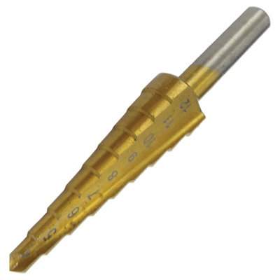 Toolpak Hss Step Drill Bit Set9-Piece 4-12mmTin Titanium CoatedFor Steel Non-Ferrous Metal Hard Plastic from B&Q