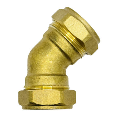 hep Online 28mm Brass Compression 45 Deg. Right Angle Bend from B&Q