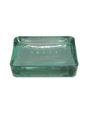 B&Q -  Glass Soap DishTransparentDurable Polished Glass12.3 X 9.3 X 3 Cm