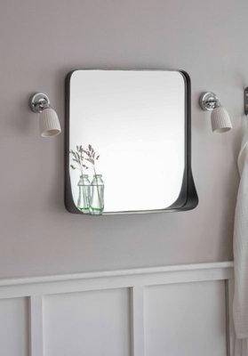  - Garden Trading Indoor Farringdon Wall Hung Square Hallway Mirror Shelf Steel