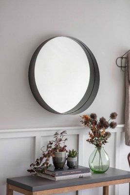  - Garden Trading Farringdon Indoor Wall Hung Round Hallway Lounge Mirror Steel