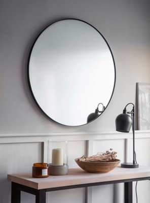  - Garden Trading Cherington Indoor Wall Hung Round Wall Mirror 80Cm Black Steel