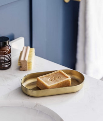 Garden Trading Novello Antique Brass Bathroom Soap Dish Trinket Makeup Brush Jewellery Tray from B&Q