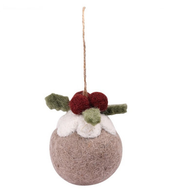Garden Trading Christmas Tree Decoration: Felt Christmas Pudding from B&Q