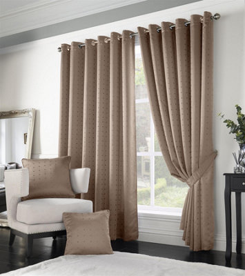 Luxury Living Adiso Eyelet Ring Top Curtains Latte from B&Q