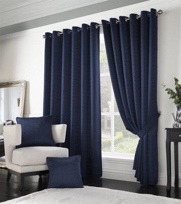 Luxury Living Adiso Eyelet Ring Top Curtains Navy from B&Q