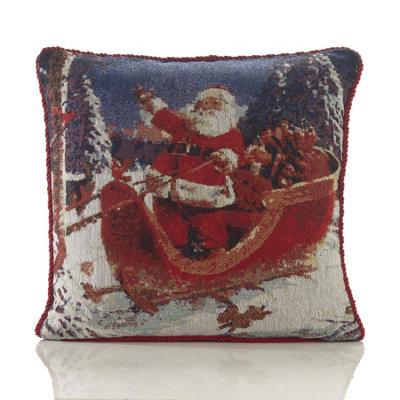 Luxury Living Sleigh 18" Tapestry Christmas Cushion from B&Q