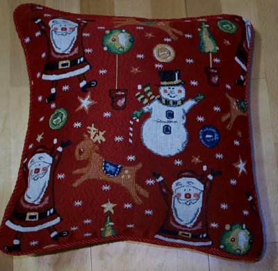 Luxury Living Jolly 18" Tapestry Christmas Cushion from B&Q