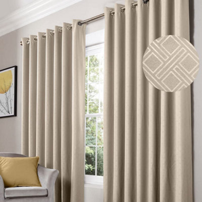 Alan Symonds Blackout Curtains Eyelet Ring Top DiamondCream 66 X 54 from B&Q