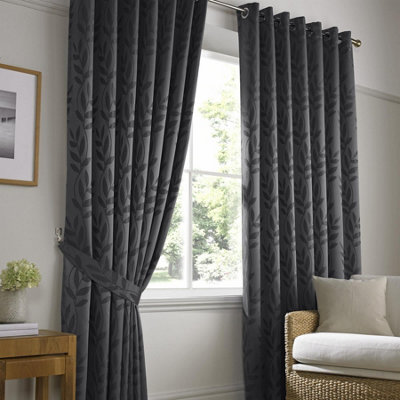 Luxury Living Tivoli Eyelet Ring Top Curtains Charcoal from B&Q