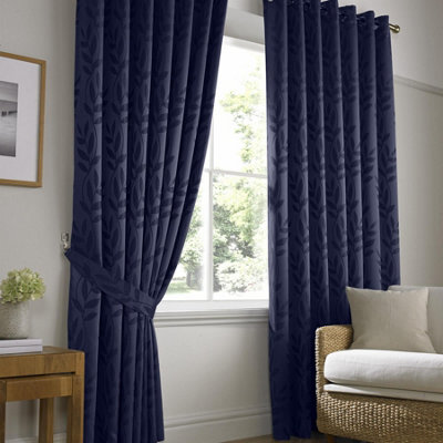 Luxury Living Tivoli Eyelet Ring Top Curtains Navy from B&Q