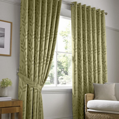 Luxury Living Tivoli Eyelet Ring Top Curtains Sage from B&Q